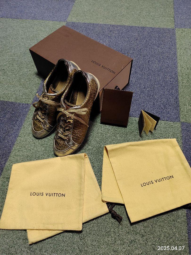 LOUIS VUITTON☆ルイヴィトンゴールド系ロゴスニーカー36