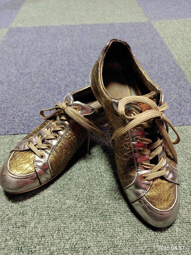 LOUIS VUITTON☆ルイヴィトンゴールド系ロゴスニーカー36