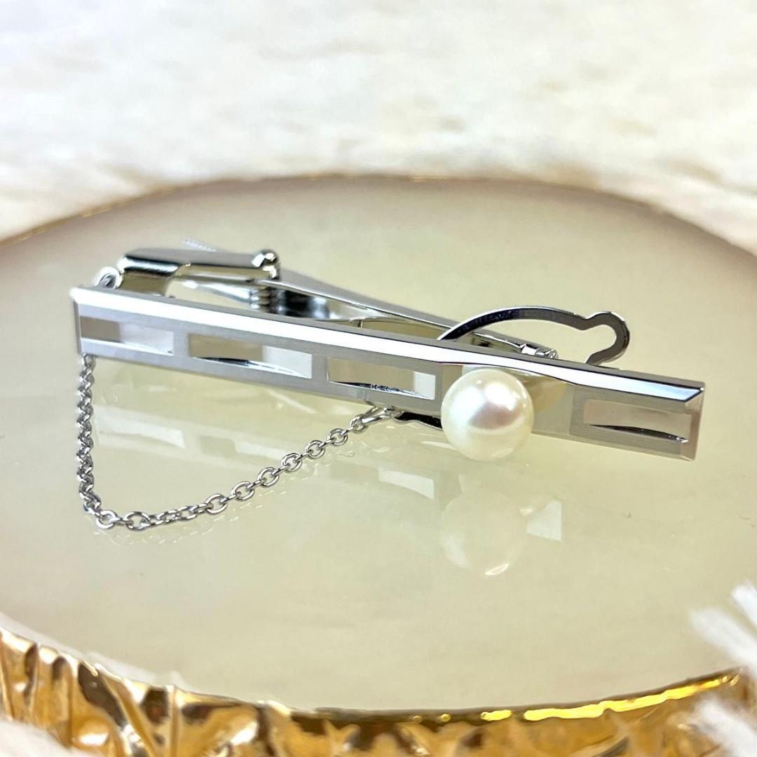 【未使用品】ネクタイピン パール 5ミリパール　シルバー SILVER タイピン