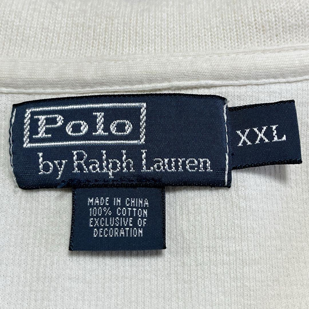 ポロラルフローレン ハーフジップ スウェット XXL アイボリー 紺 白 90s