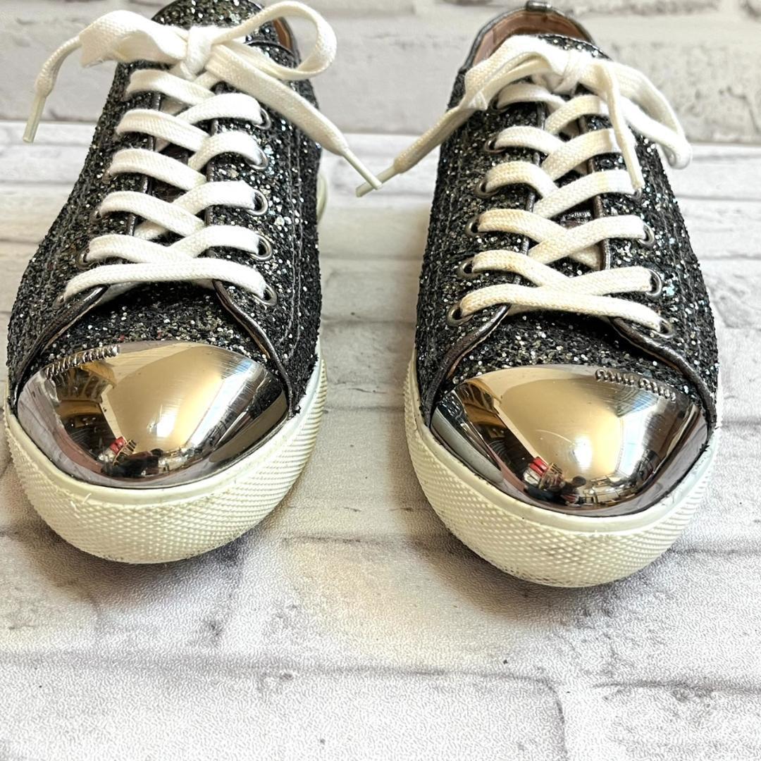 miumiu未使用グリッターフラットシューズ36サイズ