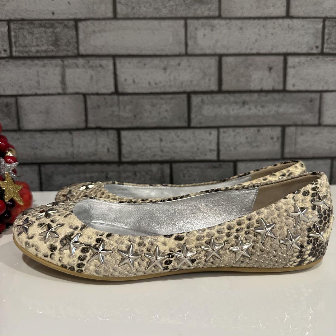 JIMMY CHOO ジミーチュウ　フラットシューズ　パイソン　２３.５㎝　希少