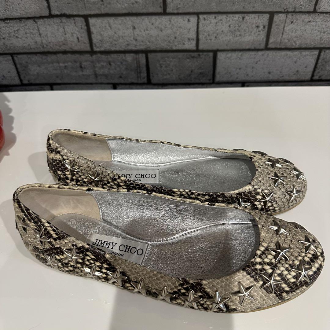 JIMMY CHOO ジミーチュウ　フラットシューズ　パイソン　２３.５㎝　希少