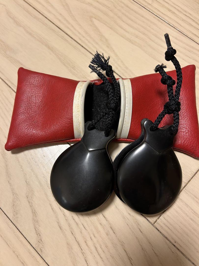 フラメンコ カスタネット 収納ポーチ付き カスタネット 黒 合皮製 収納ポーチ付き フラメンコ