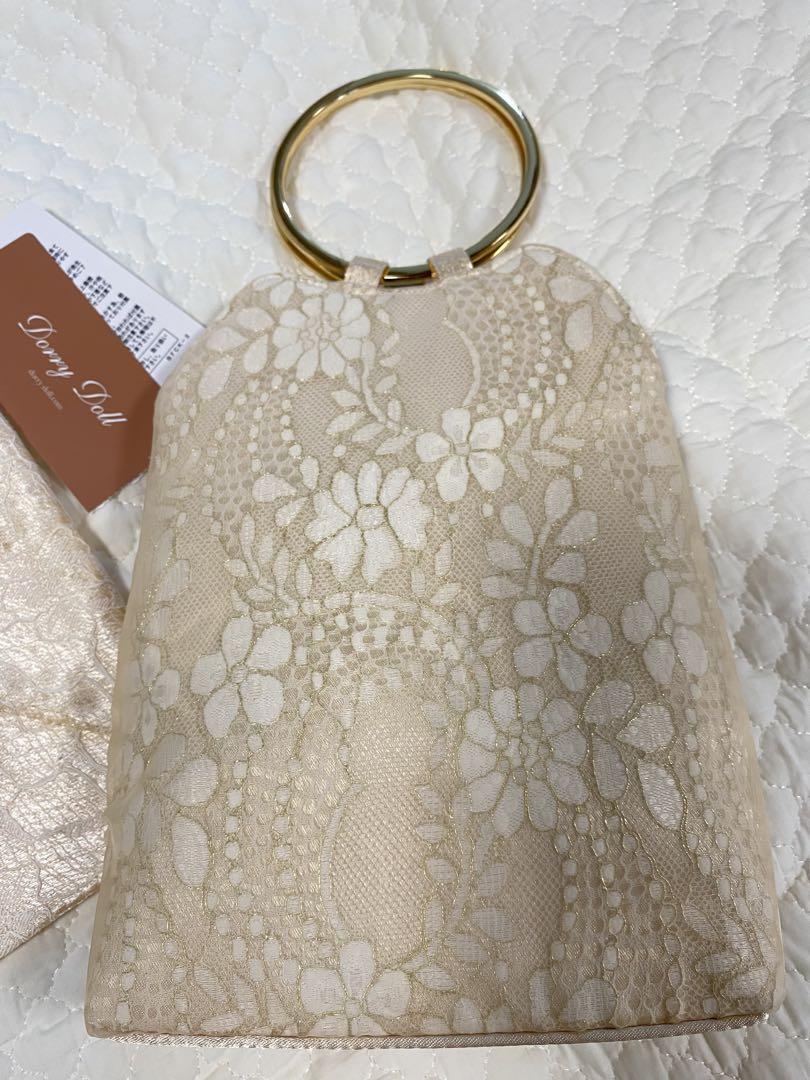 Dorry Doll リングハンドル刺繍レースバッグラメレースハンカチーフ袱紗