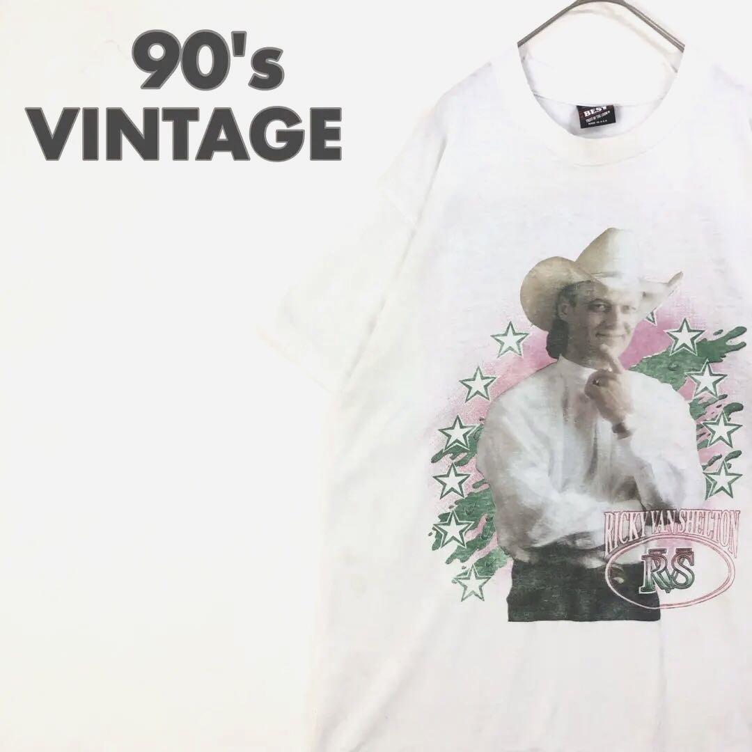 2747 90s シングルステッチ　リッキーヴァンシェルトン　ツアーT　Tシャツ