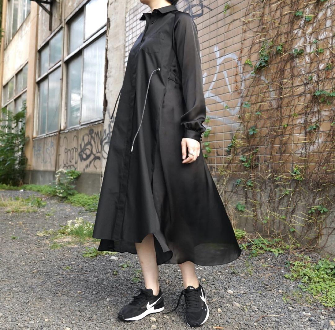 sacai シャツワンピース Cotton Popln×Satin Dress