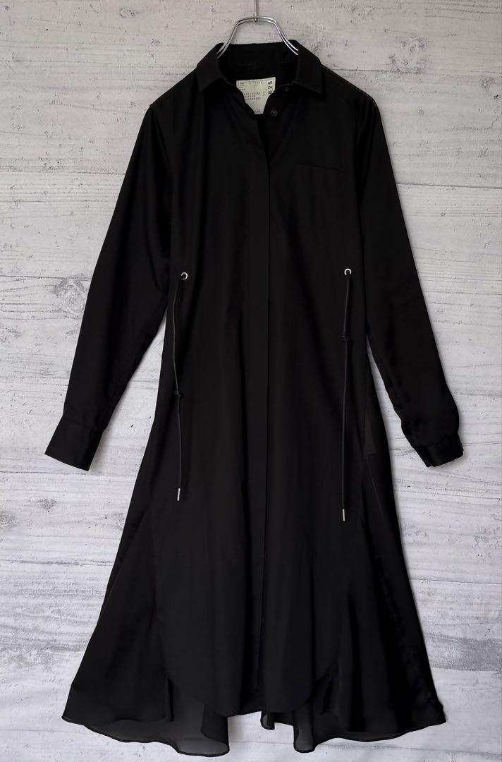 sacai シャツワンピース Cotton Popln×Satin Dress