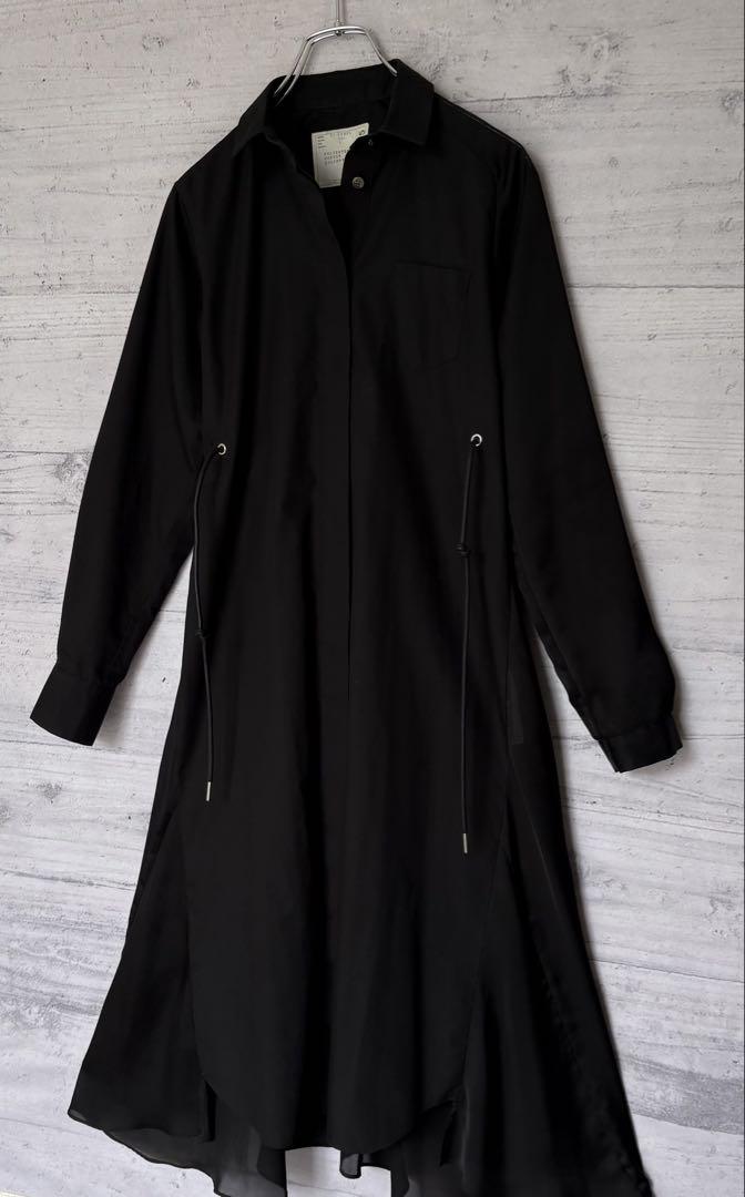 sacai シャツワンピース Cotton Popln×Satin Dress