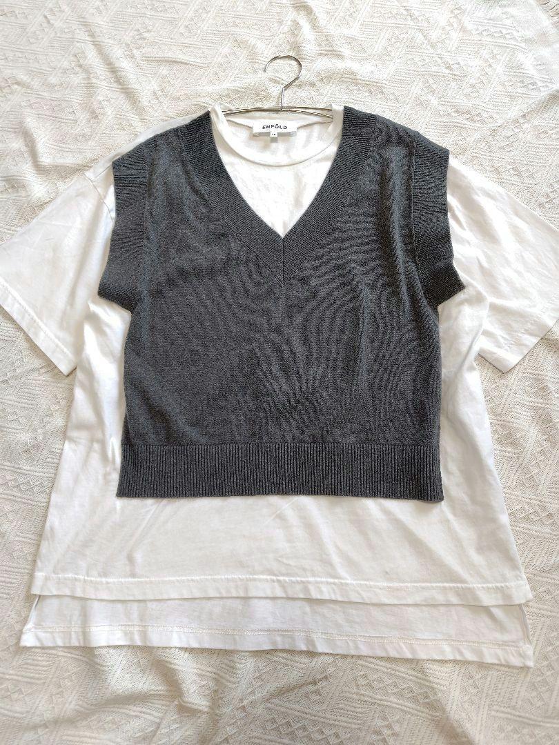 ENFOLD CUT Layered T-SHIRT　レイヤード　ニット