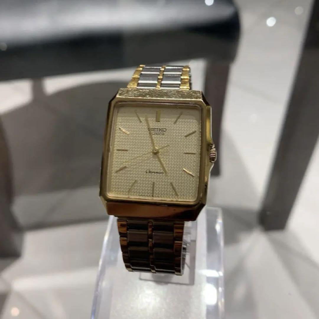 seiko 9021-5220 ゴールド 長方形ケース 腕時計　新品電池