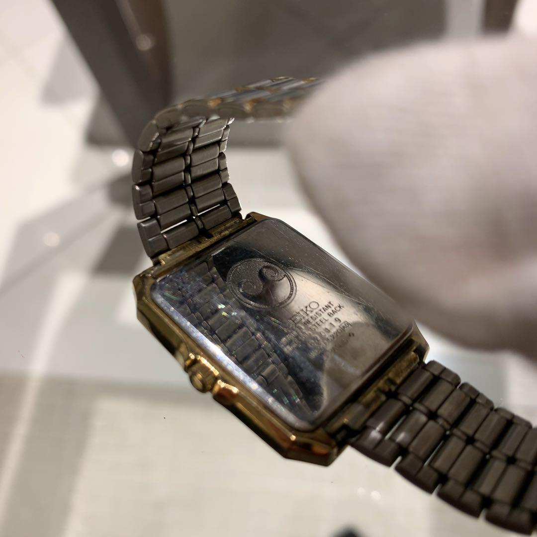 seiko 9021-5220 ゴールド 長方形ケース 腕時計　新品電池