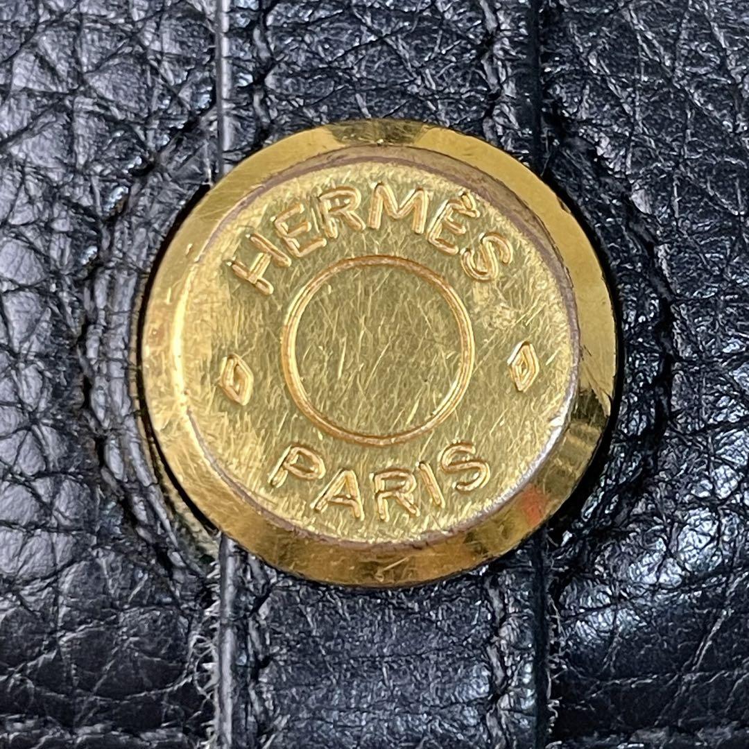 美品✨エルメス ドゴンロング ゴールド金具 長財布 革 ブラック ◻︎M刻印