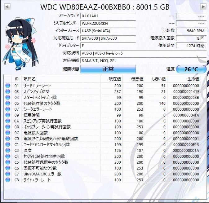Western Digital 8TB HDD WD80EAAZ 本体　3