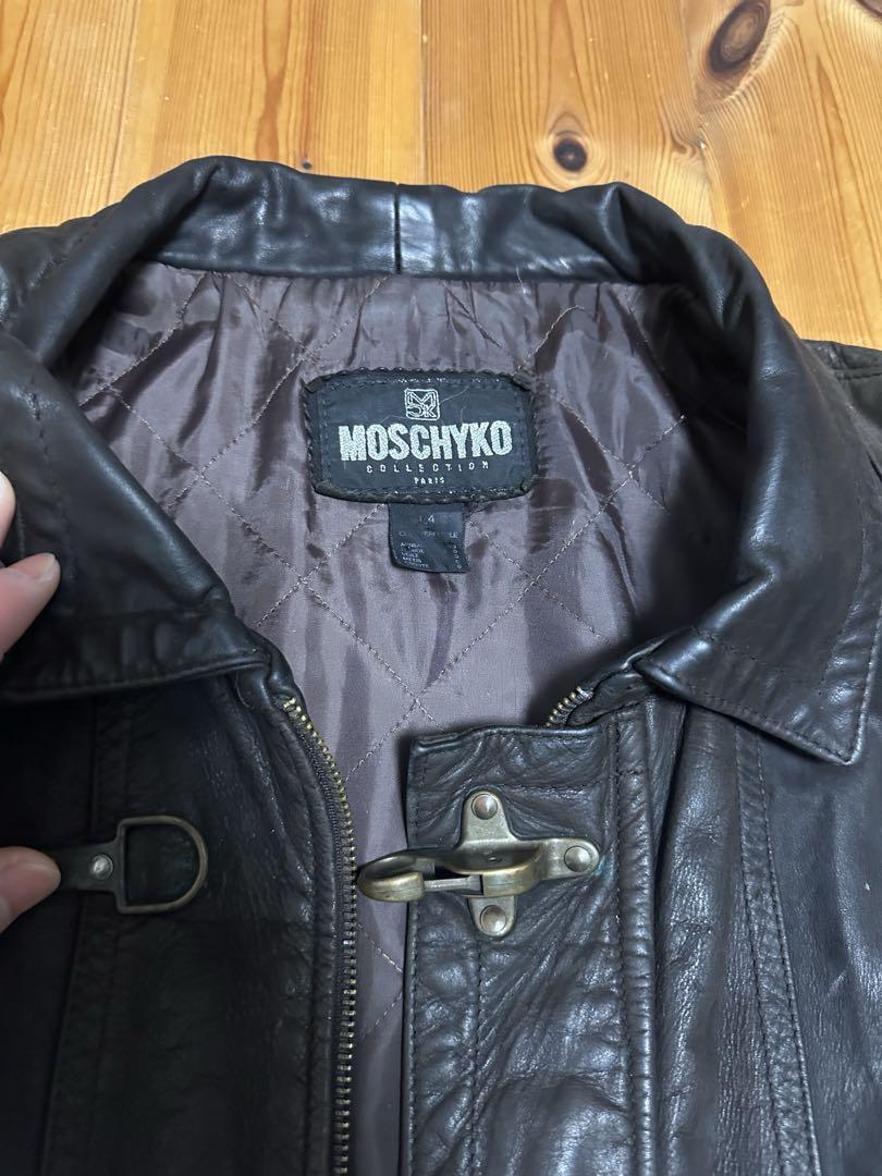 古着 フランス製 MOSCHYKO 短丈 レザー ファイヤーマンジャケット