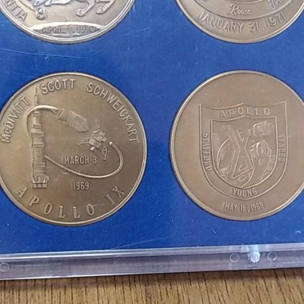 11 SEALED ANTIQUE BRONZE COIN SET NASA APOLLO MANNED SPACE FLIGHT SERIES