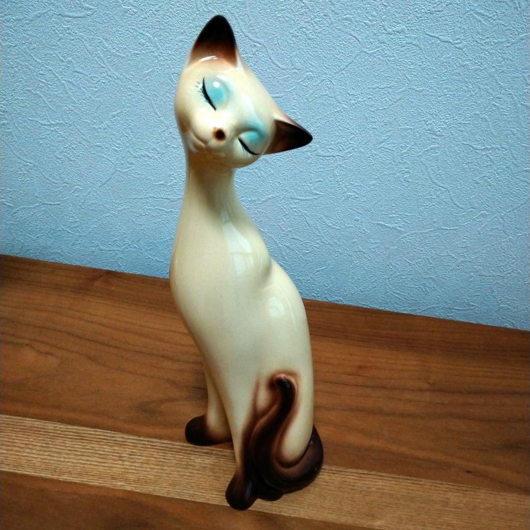 最大96%オフ!最大96%オフ!昭和レトロ シャム猫風ペア 陶器置物