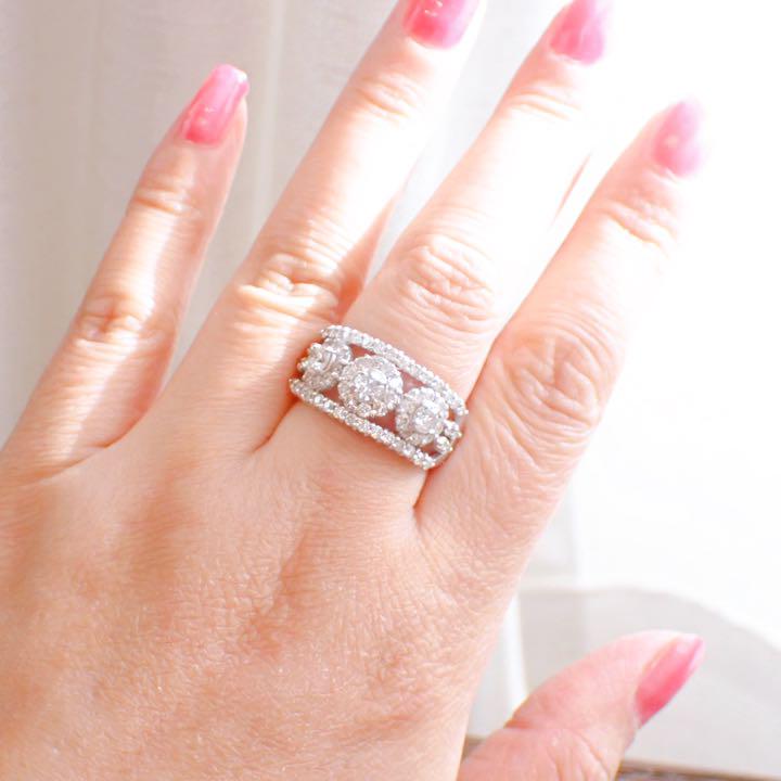 新品再入荷 豪華1.7ct K18WGフラワーデザインダイヤモンドリング 12.5号 peHGb-m28179528994 特価爆買い