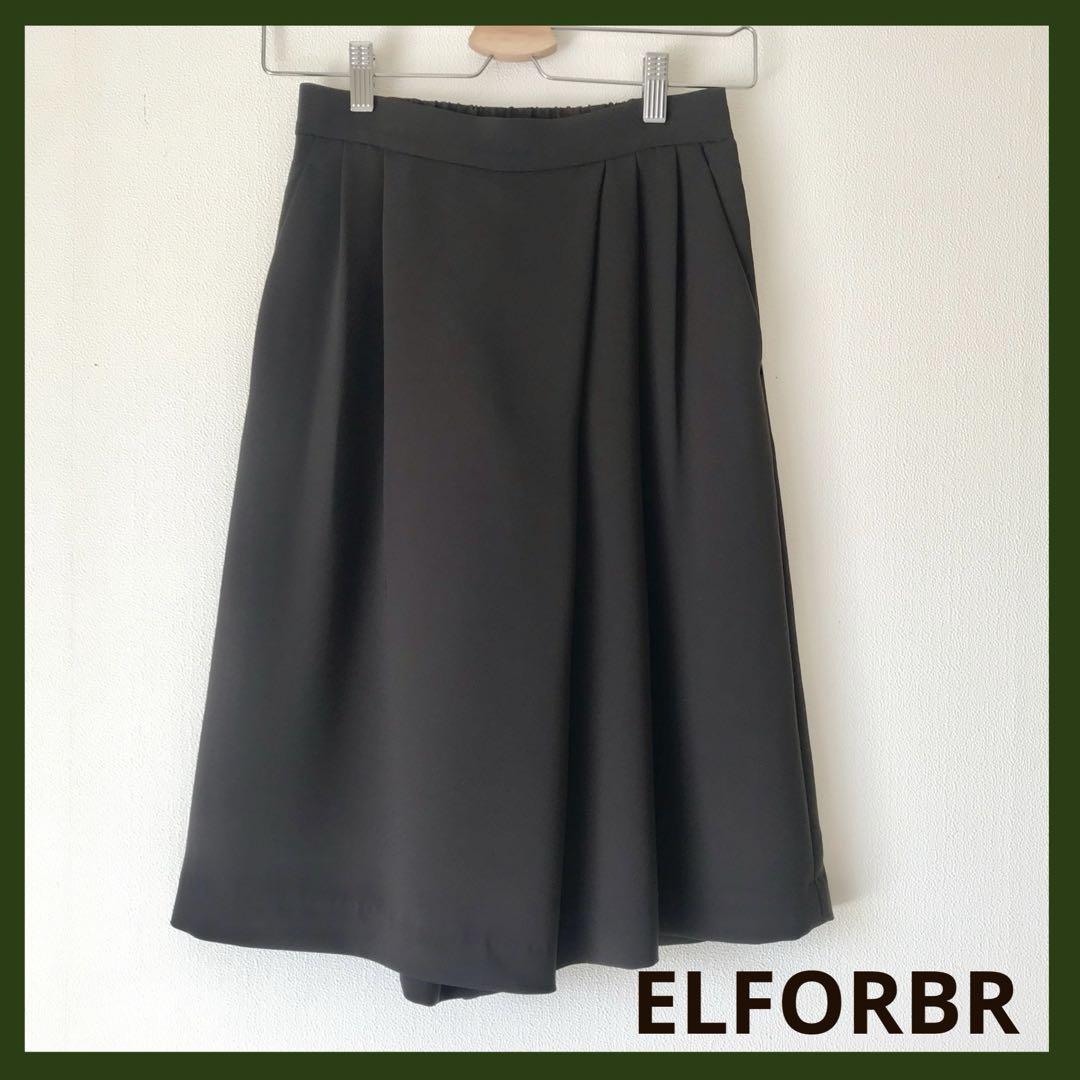 エルフォーブル　ダブルクロスアシンメトリータックパンツ