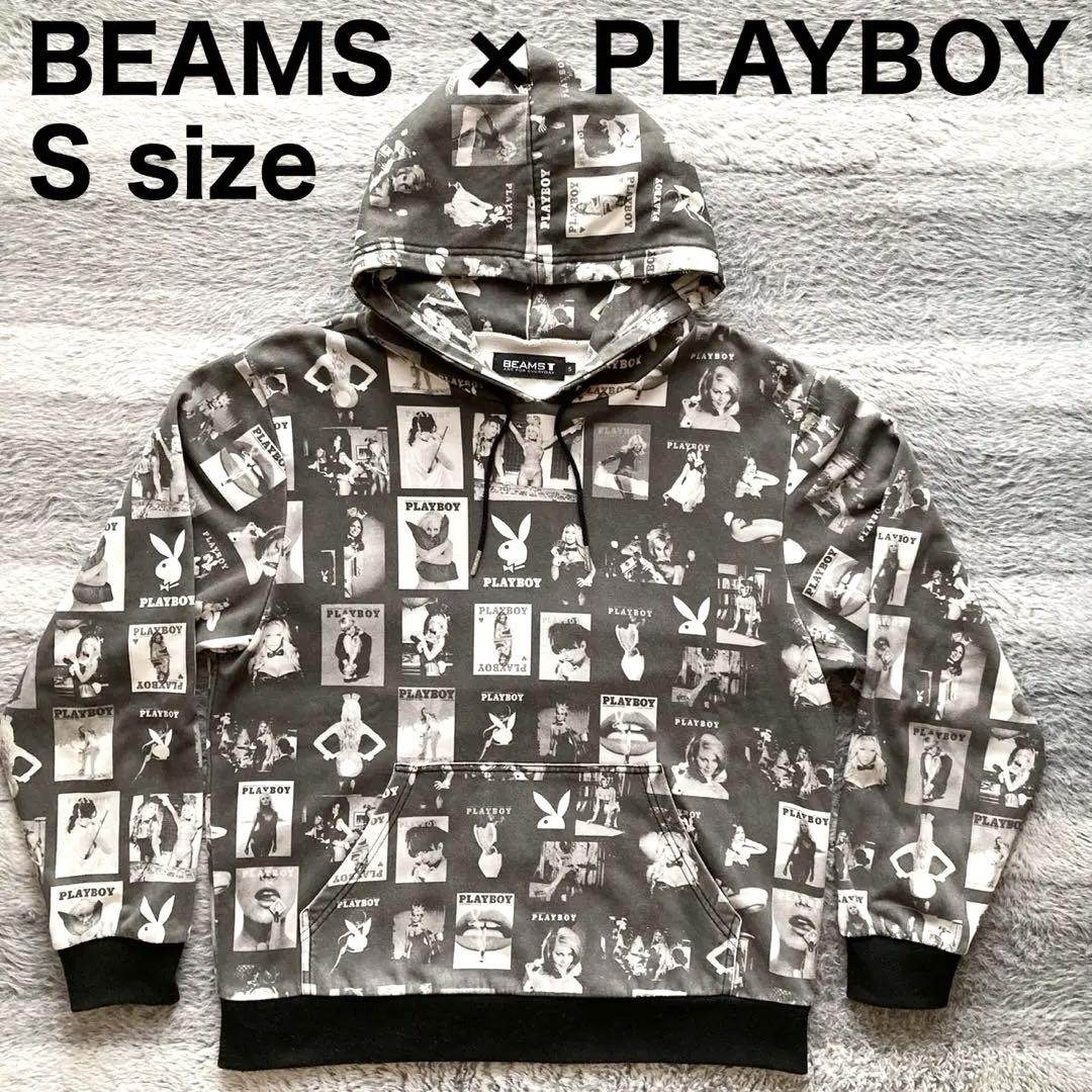 【美品】BEAMS × PLAYBOY 総柄 プルオーバー パーカー y2k