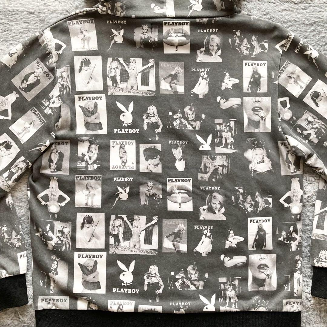 【美品】BEAMS × PLAYBOY 総柄 プルオーバー パーカー y2k