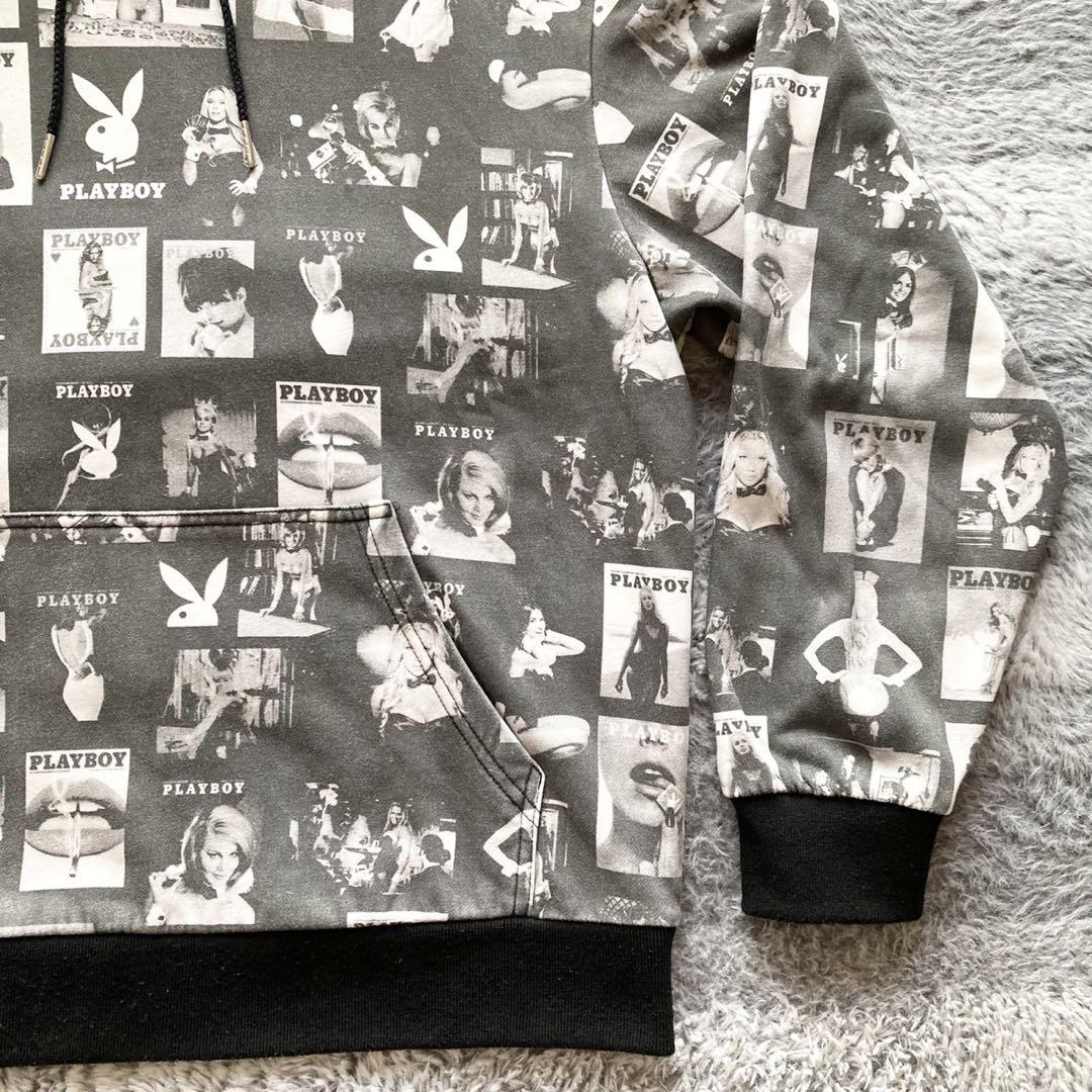 【美品】BEAMS × PLAYBOY 総柄 プルオーバー パーカー y2k