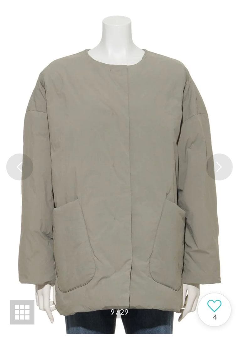 【新品】THE SHOP TK中綿ノーカラーブルゾン マフラー付 カーキ 【新品】THE SHOP TK中綿ノーカラーブルゾン マフラー付 カーキ