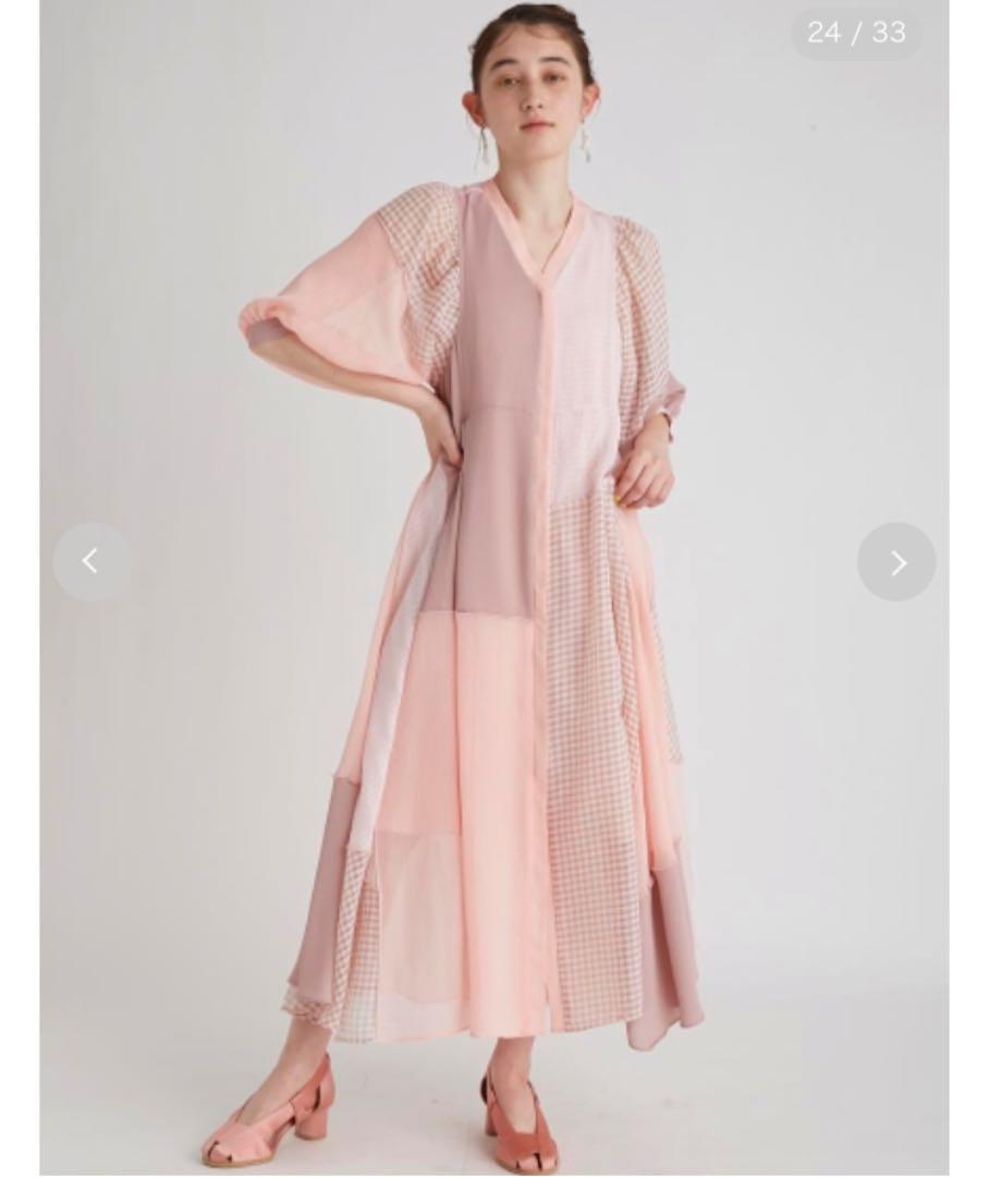 新品タグ付◉ furfur パッチワークワンピース　ピンク　pink