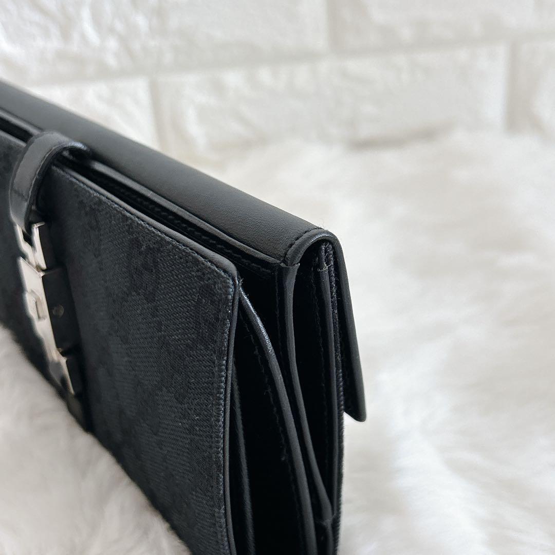 【かなり美品✨】グッチ 長財布 ジャッキー GGキャンバス ユニセックス 黒