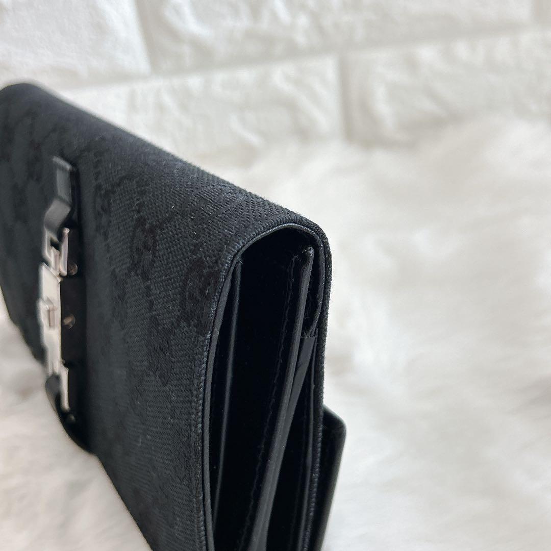 【かなり美品✨】グッチ 長財布 ジャッキー GGキャンバス ユニセックス 黒