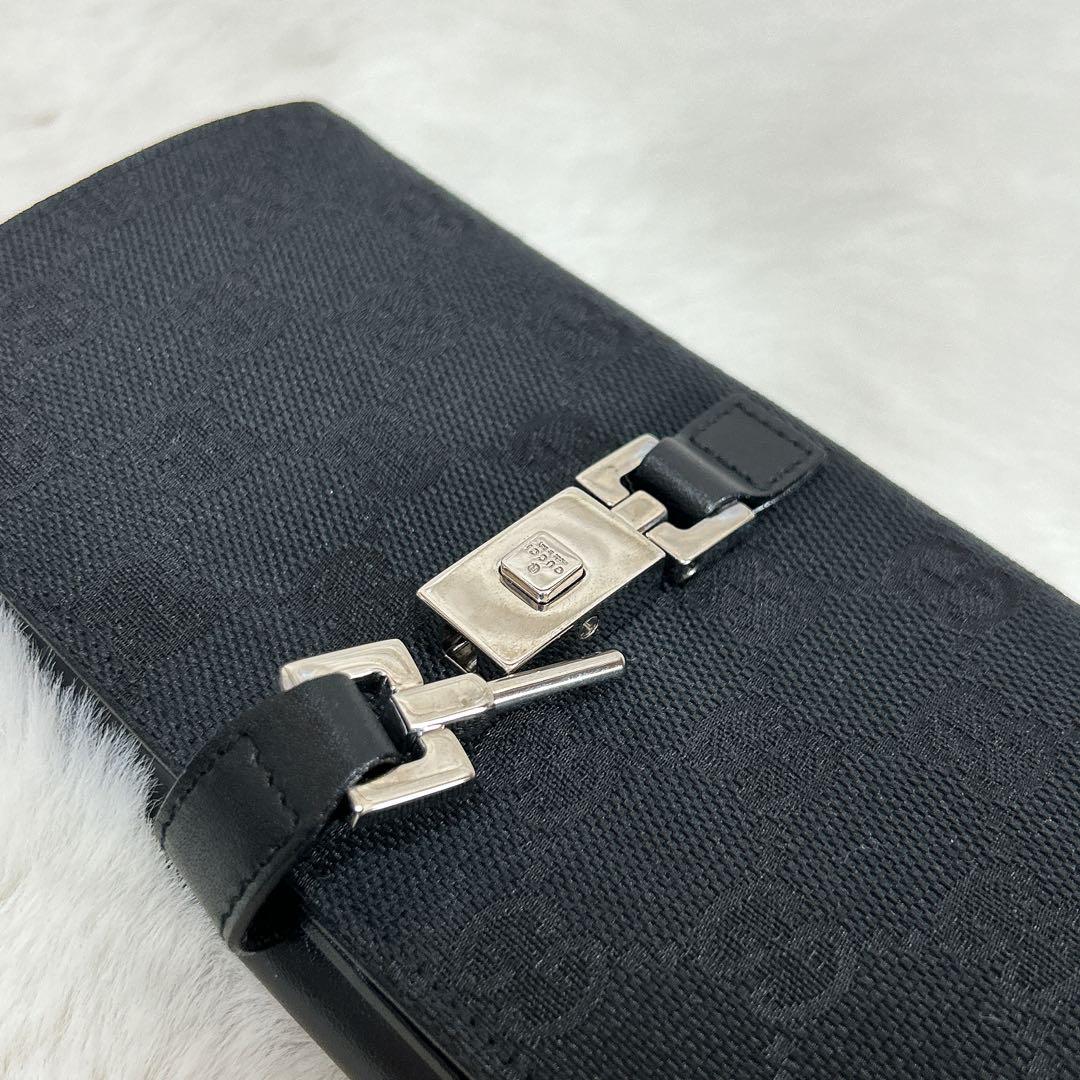 【かなり美品✨】グッチ 長財布 ジャッキー GGキャンバス ユニセックス 黒