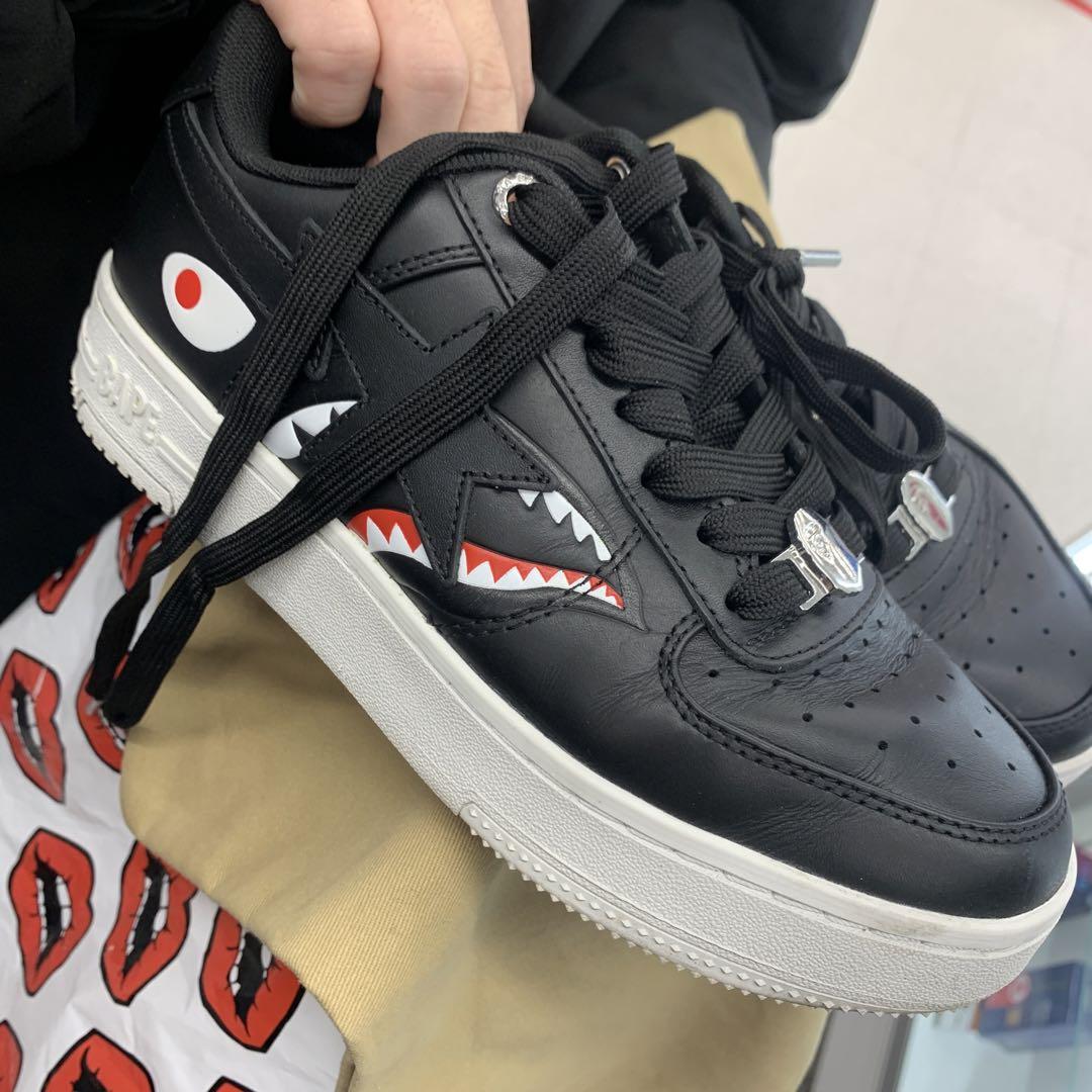 BAPE STA ブラック シャークデザイン スニーカー