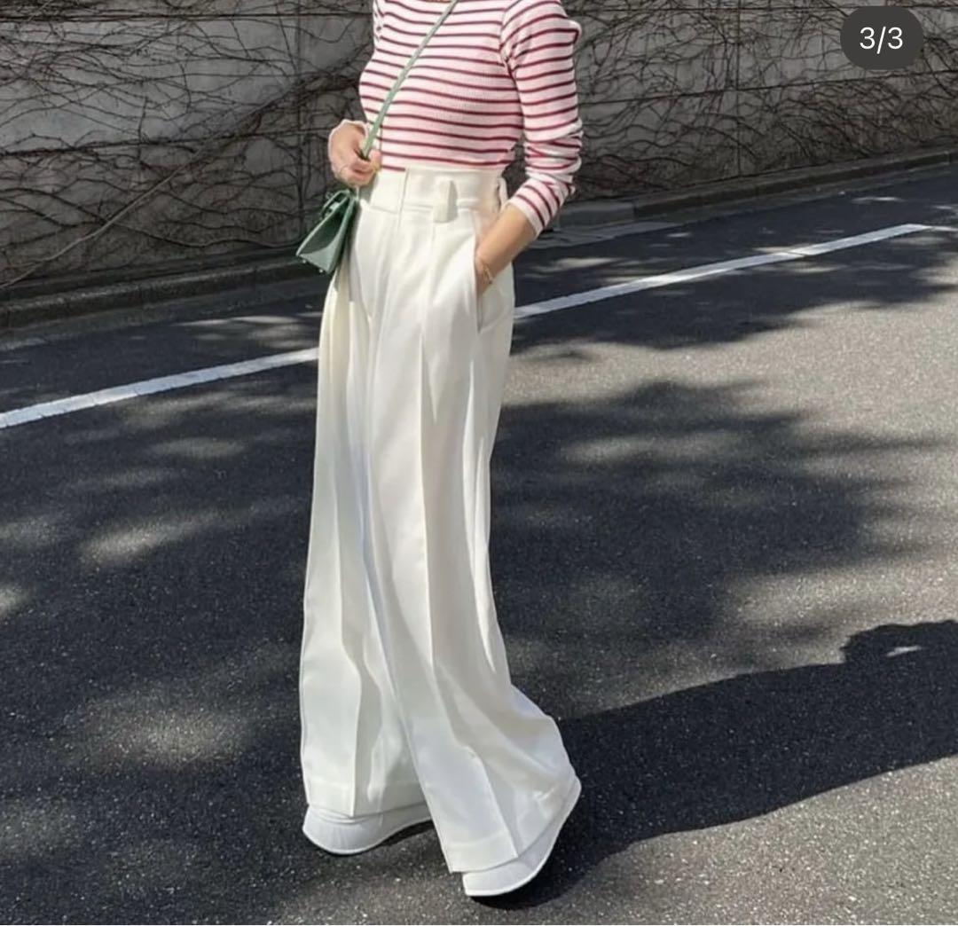 00サイズ　cygne  ハイウエストタックワイドパンツ Lara