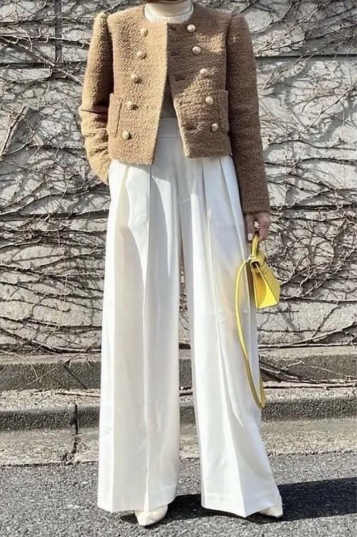 新品】00サイズ cygne ハイウエストタックワイドパンツ Lara