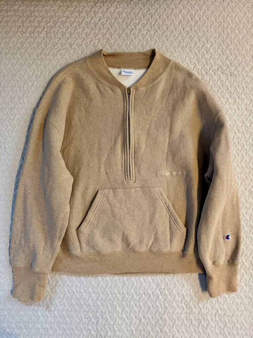 フレームワーク　Champion ベージュ ハーフジップスウェット