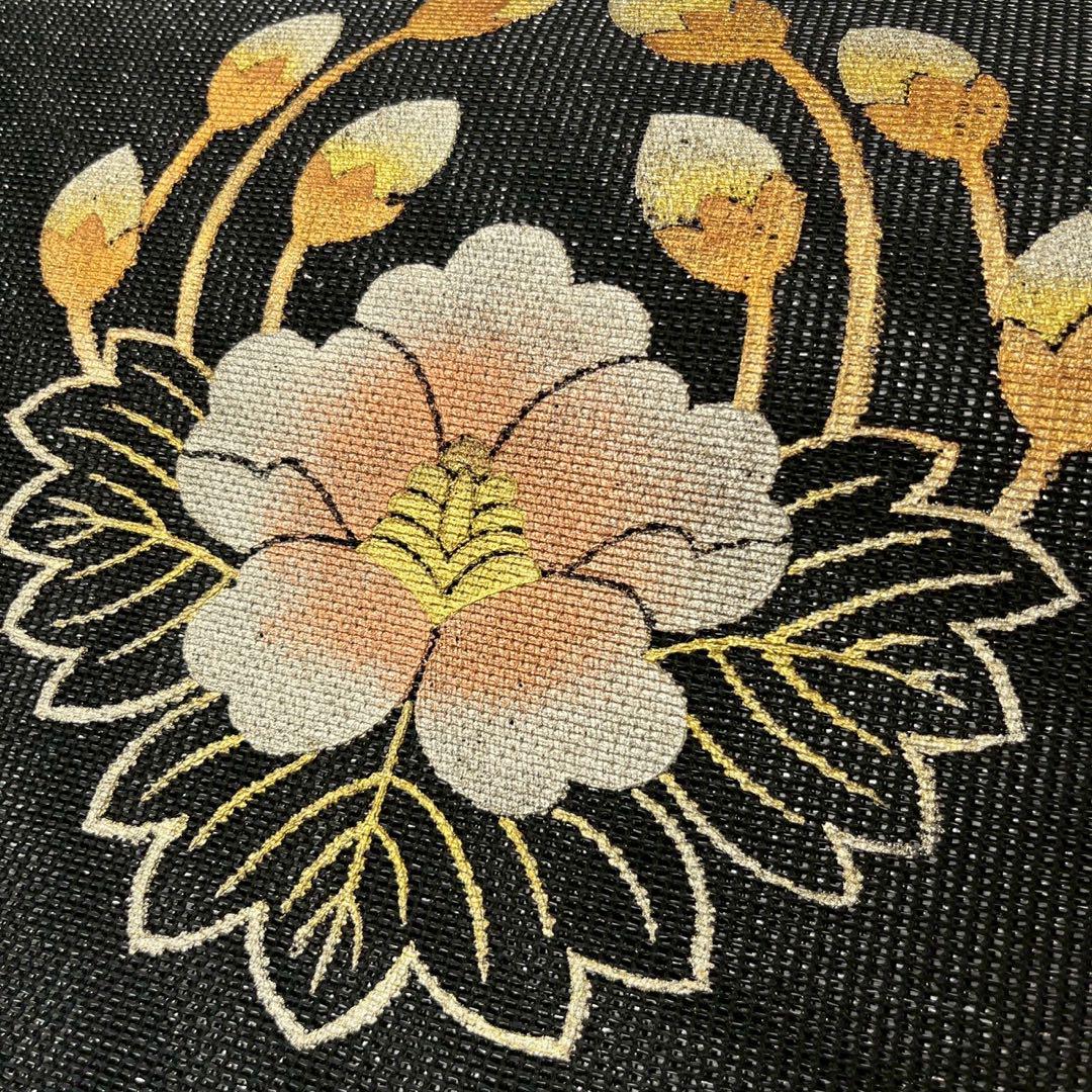 袋帯 夏用 紗 花模様 花紋 金糸 着物 062a pの通販 by TSUMUGI