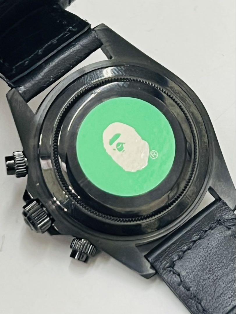 BAPEX エイプ ベイペックス デイトナ型 レザーベルト装着腕時計 自動巻