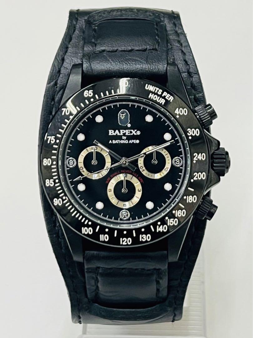 BAPEX エイプ ベイペックス デイトナ型 レザーベルト装着腕時計 自動巻