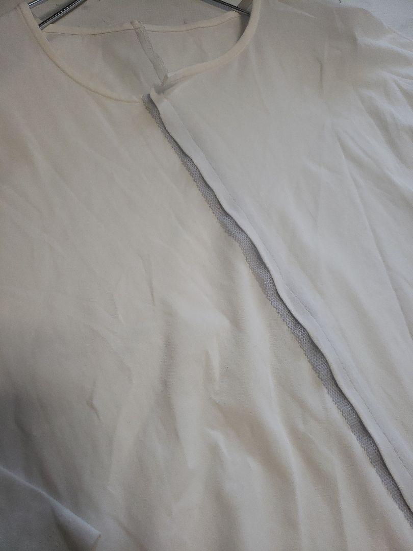 芽風ホワイト 長袖 Tシャツ　カットソー　メッシュ重ねセンソユニコ
