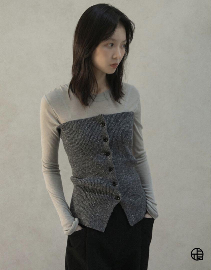 OHOTORO Mixed Tube Knit チャコール