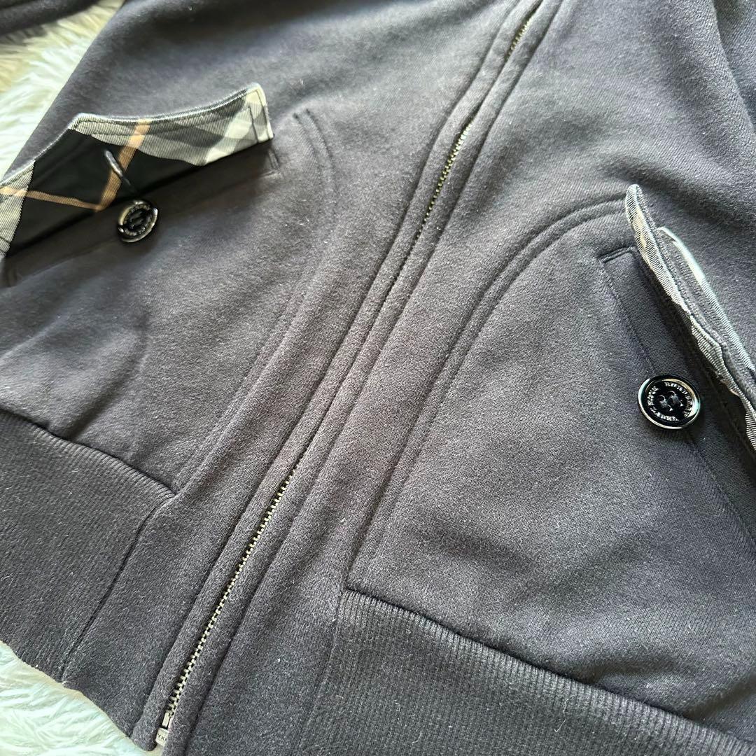 美品BURBERRY BLUE LABEL ファー パーカー ジップ チェック トップス