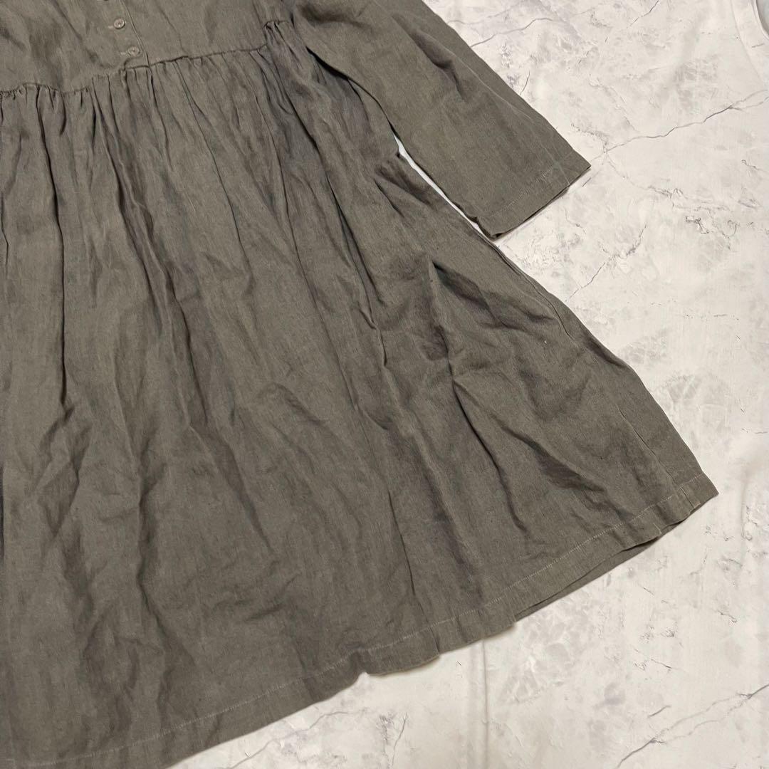 nest Robe ネストローブ リネン バルーン ワンピース 長袖 秋 ボタン