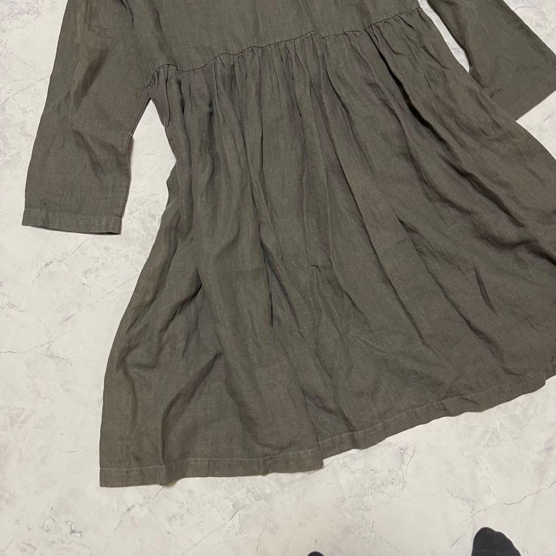 nest Robe ネストローブ リネン バルーン ワンピース 長袖 秋 ボタン