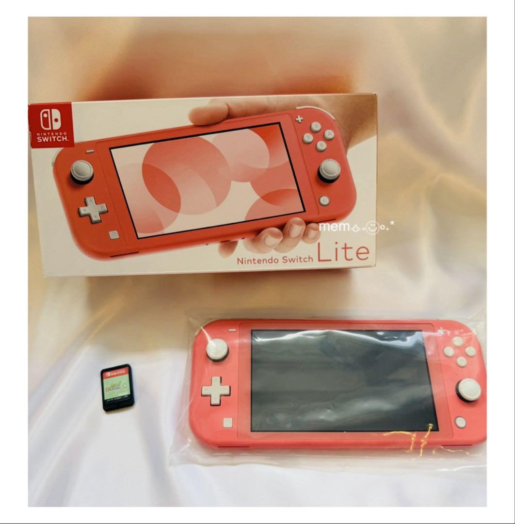 あつ森付き♡Switch♡コーラルピンク♡美品♡箱付き♡アダプター無し♡