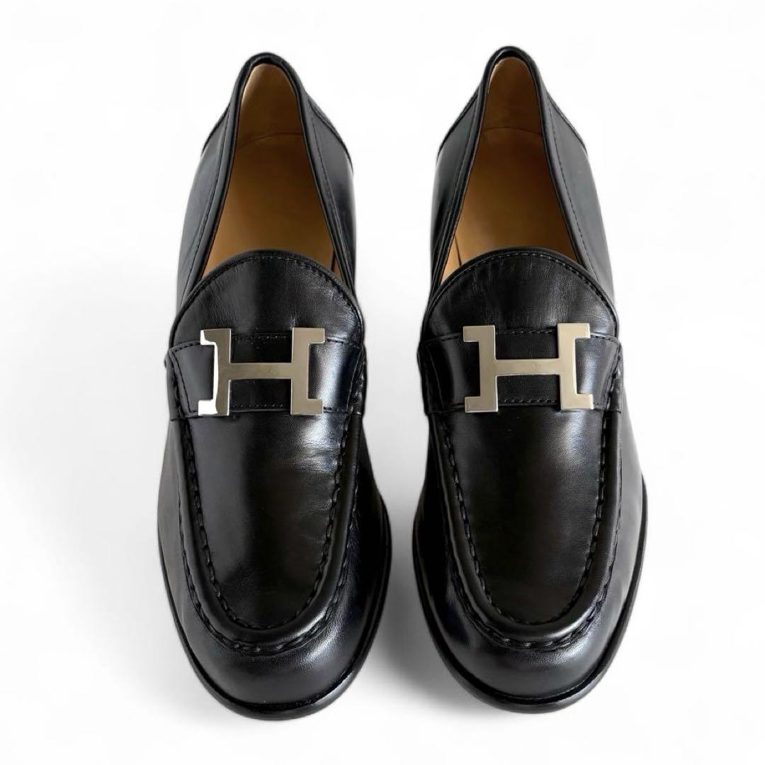 未使用 HERMES コンスタンス ローファー 35.5 ブラック H金具