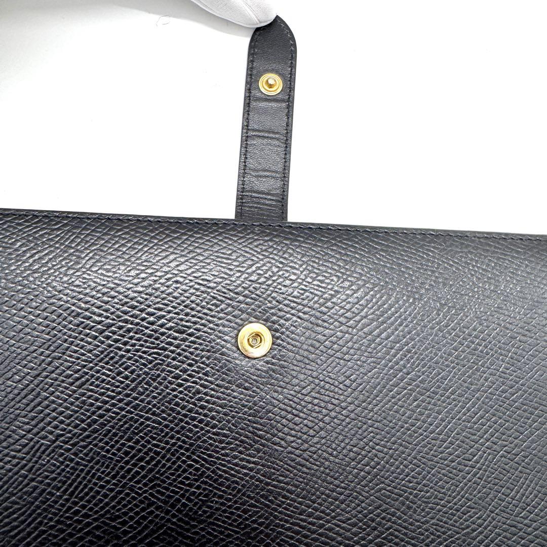 美品✨セリーヌ　ラージストラップウォレット　二つ折り財布　長財布　レザー　黒