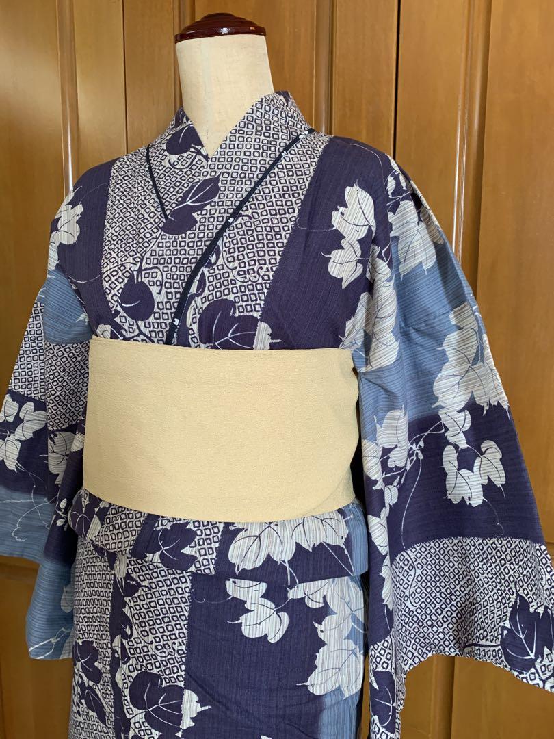藤の花の浴衣とたまご色の帯のセット　ゆかた　花火大会七夕夏祭り浴衣デート