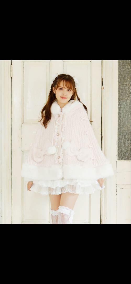 LIZLISA ポンポンリボンニットポンチョ LIZLISA ポンポンリボンニットポンチョ