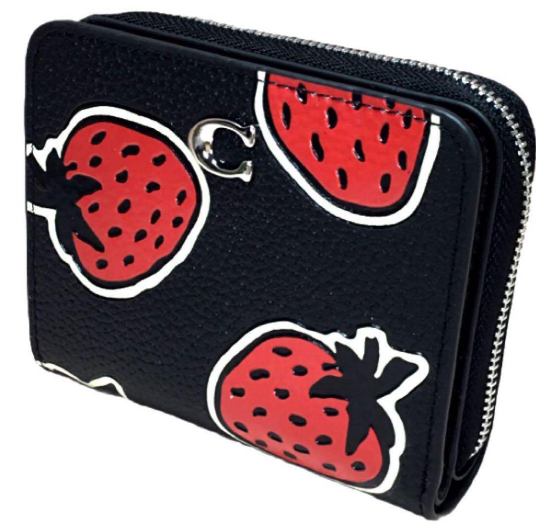 コーチ COACH ビルフォールド 折り財布人気のストロベリー 柄