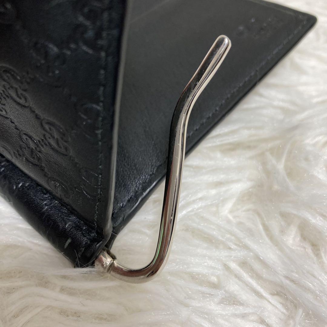 ✨美品✨グッチ GUCCI マネークリップ GG マイクロシマ レザー ブラック